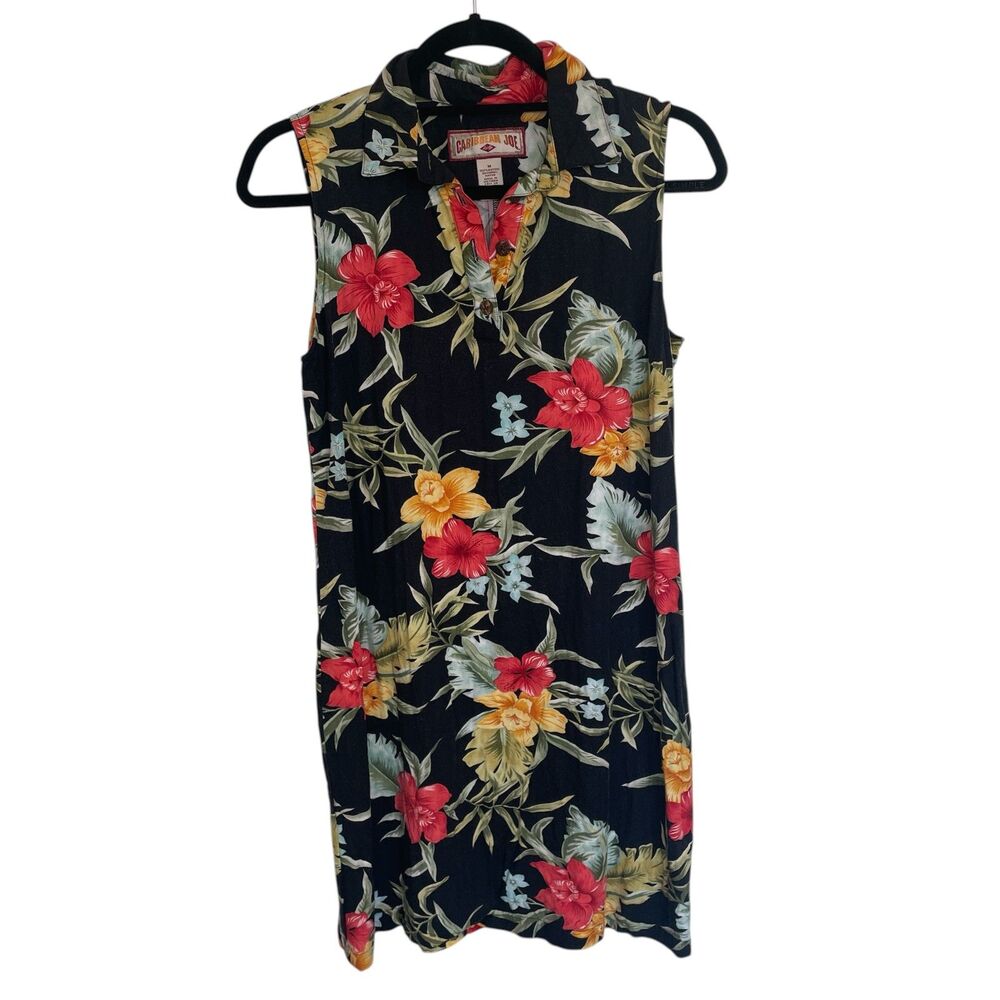 Vtg Caribbean Joe Womens Hawaiian Dress Sz M Tropical Resort Travel Cruise - Picture 2 of 9